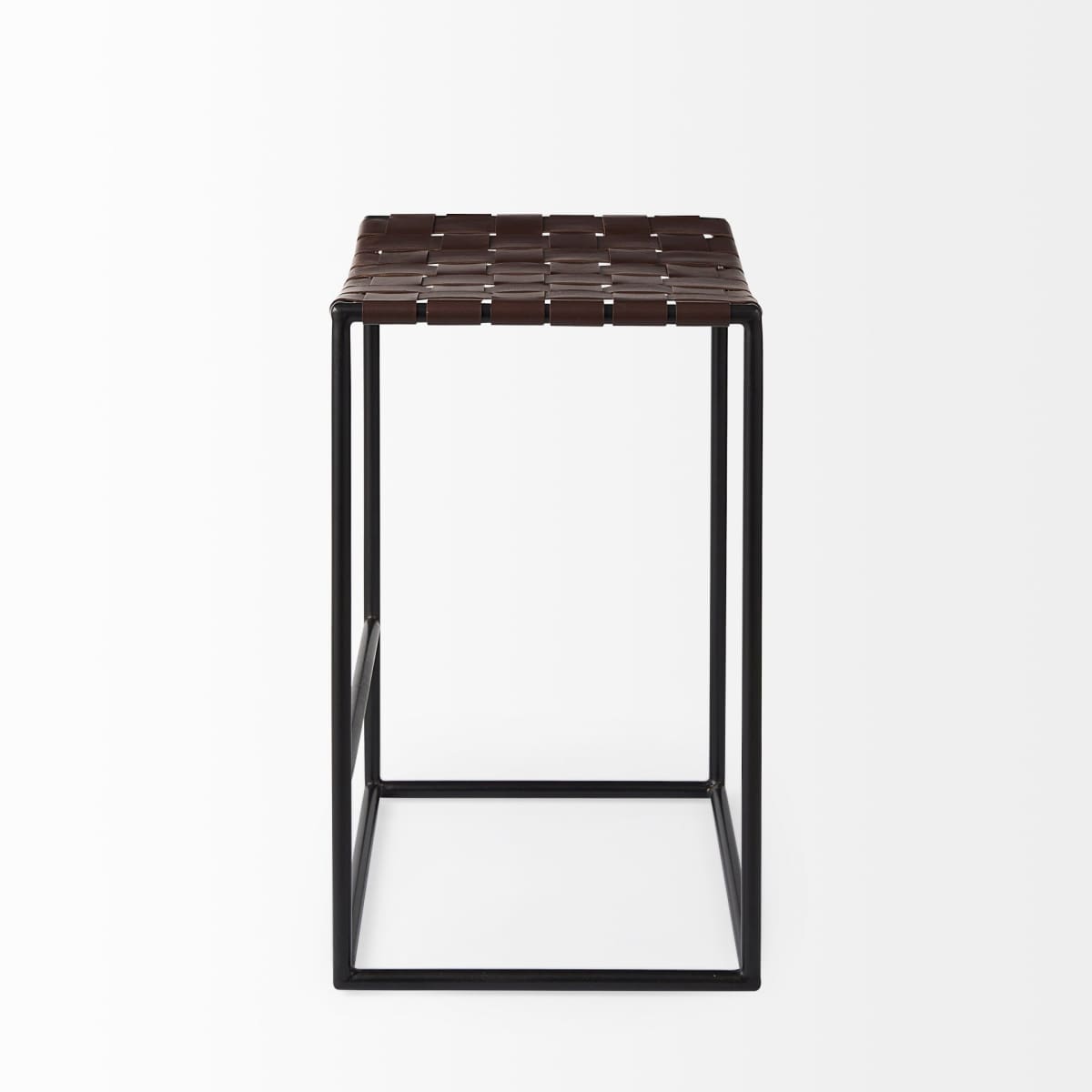 Clarissa Bar Counter Stool Brown Leather | Black Metal | Counter - bar-stools