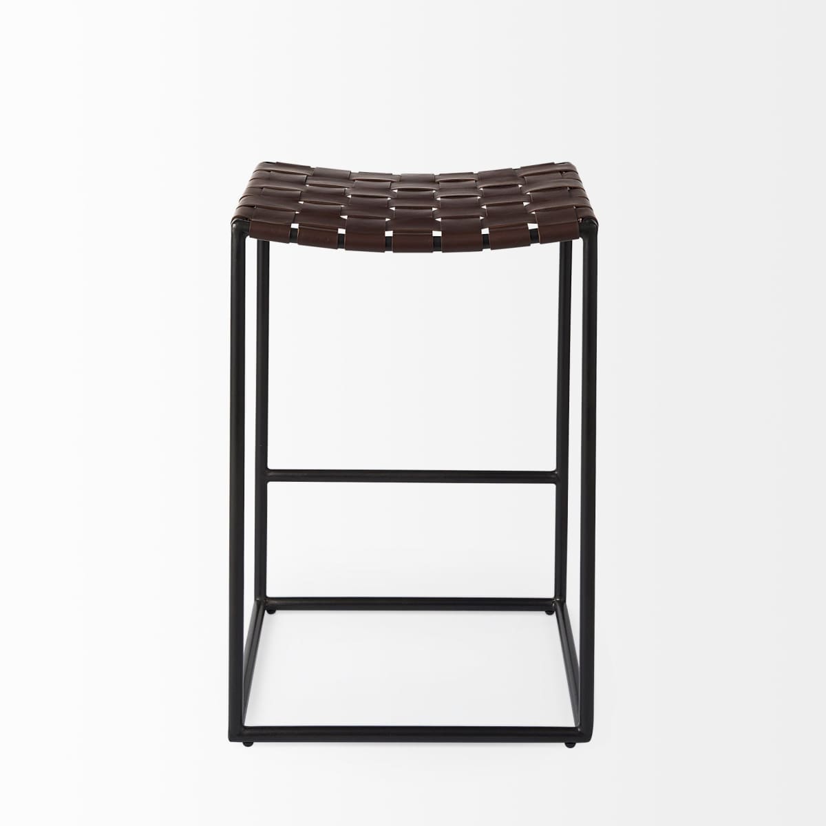 Clarissa Bar Counter Stool Brown Leather | Black Metal | Counter - bar-stools