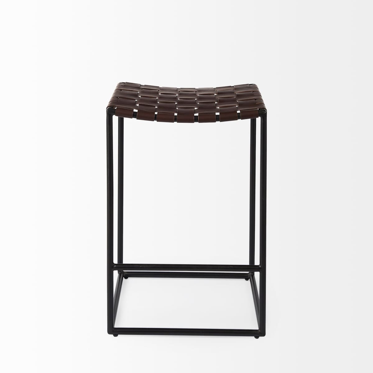 Clarissa Bar Counter Stool Brown Leather | Black Metal | Counter - bar-stools