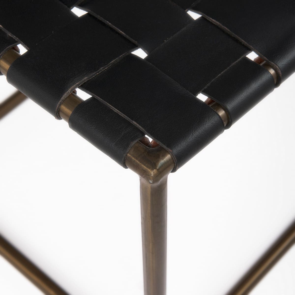 Clarissa Bench Black Leather | Gold Metal - benches