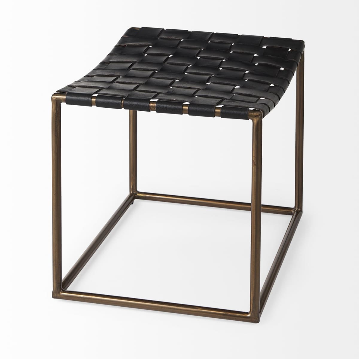 Clarissa Bench Black Leather | Gold Metal - benches