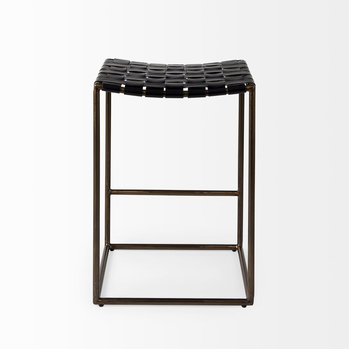 Clarissa Leather Seat Bar Counter Stool Black Leather | Gold Metal | Counter - bar-stools