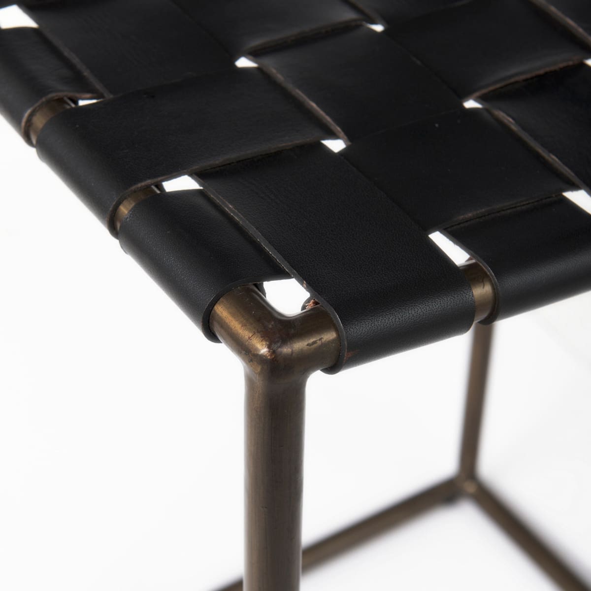 Clarissa Leather Seat Bar Counter Stool Black Leather | Gold Metal | Counter - bar-stools
