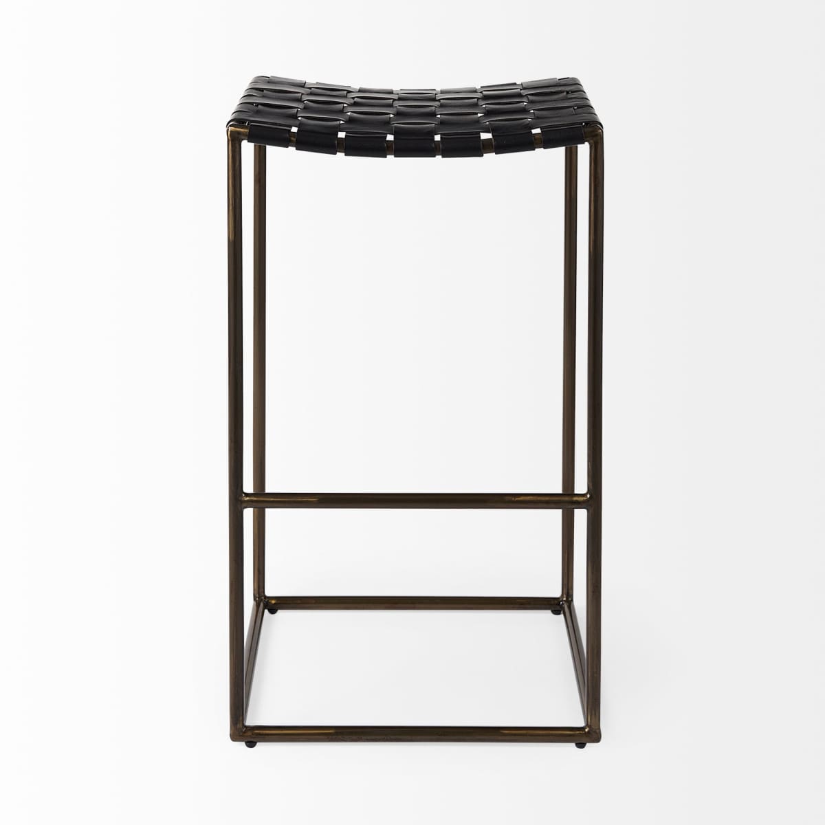 Clarissa Leather Seat Bar Counter Stool Black Leather | Gold Metal | Bar - bar-stools