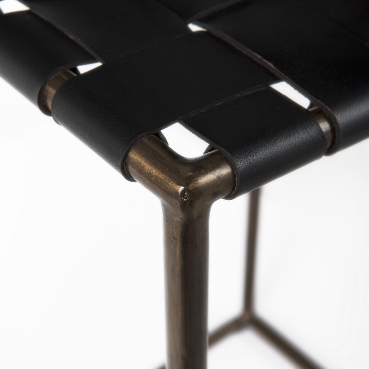 Clarissa Leather Seat Bar Counter Stool Black Leather | Gold Metal | Bar - bar-stools