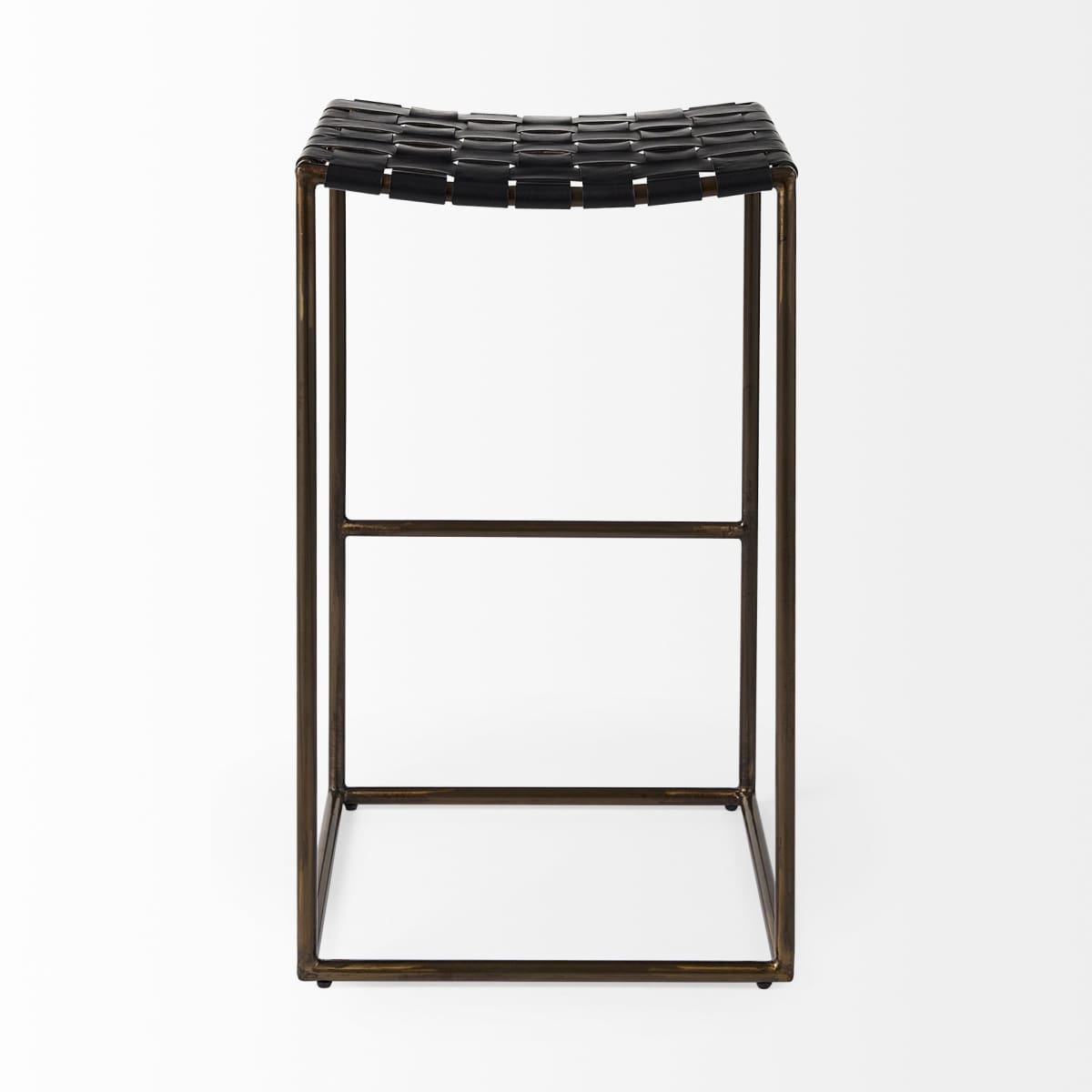 Clarissa Leather Seat Bar Counter Stool Black Leather | Gold Metal | Bar - bar-stools