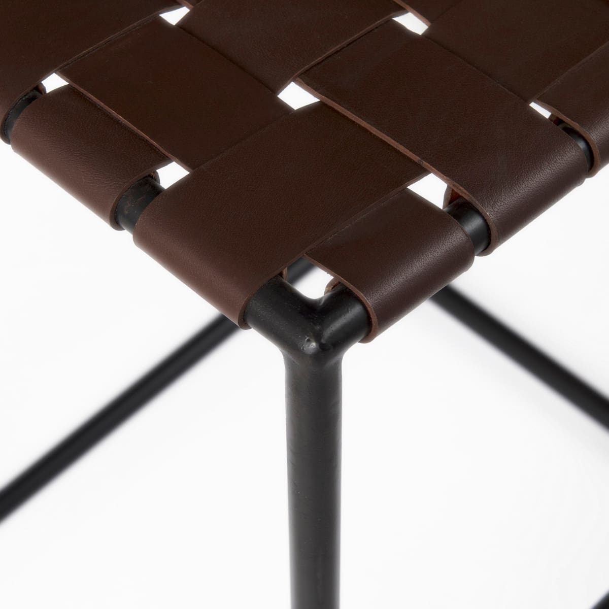 Clarissa Leather Seat Bar Counter Stool Brown Leather | Black Metal | Counter - bar-stools