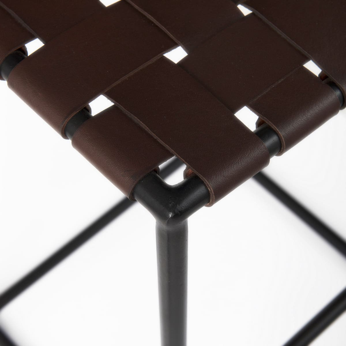 Clarissa Leather Seat Bar Counter Stool Brown Leather | Black Metal | Bar - bar-stools
