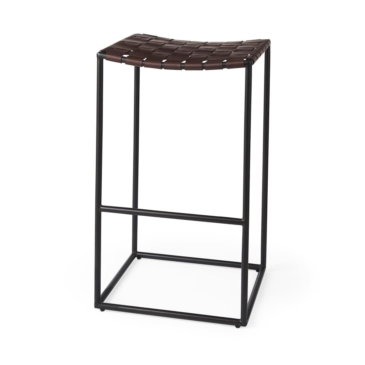Clarissa Leather Seat Bar Counter Stool Brown Leather | Black Metal | Bar - bar-stools
