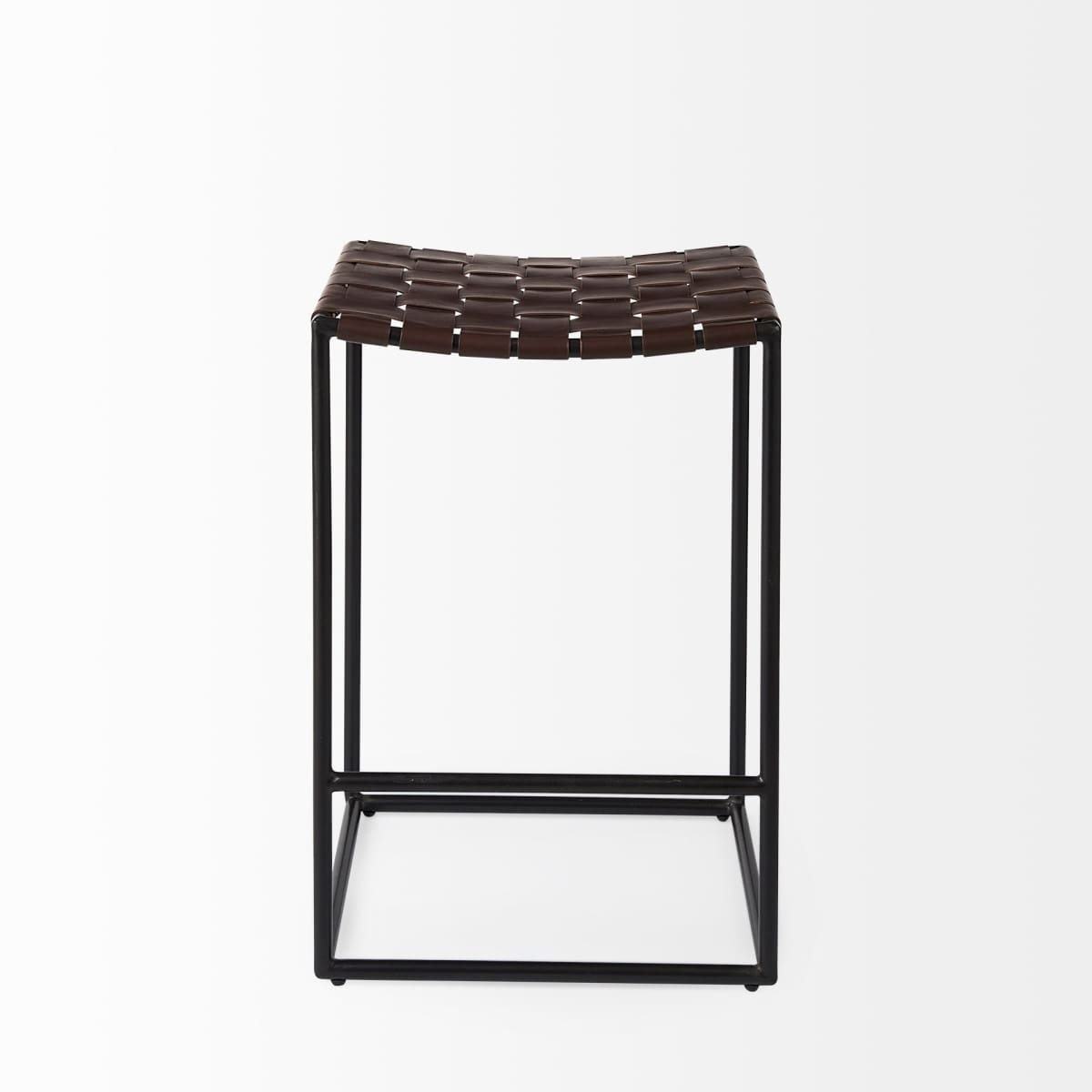 Clarissa Leather Seat Bar Counter Stool Brown Leather | Black Metal | Counter - bar-stools