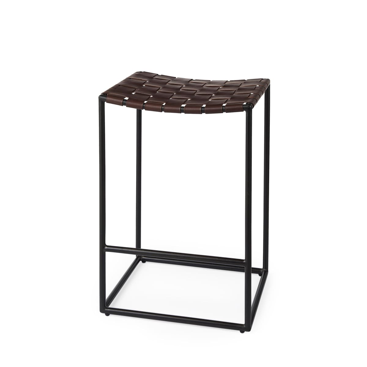 Clarissa Leather Seat Bar Counter Stool Brown Leather | Black Metal | Counter - bar-stools