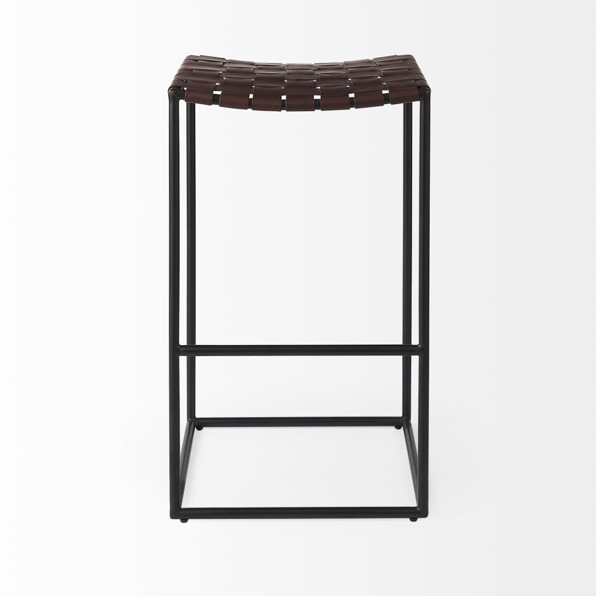 Clarissa Leather Seat Bar Counter Stool Brown Leather | Black Metal | Bar - bar-stools