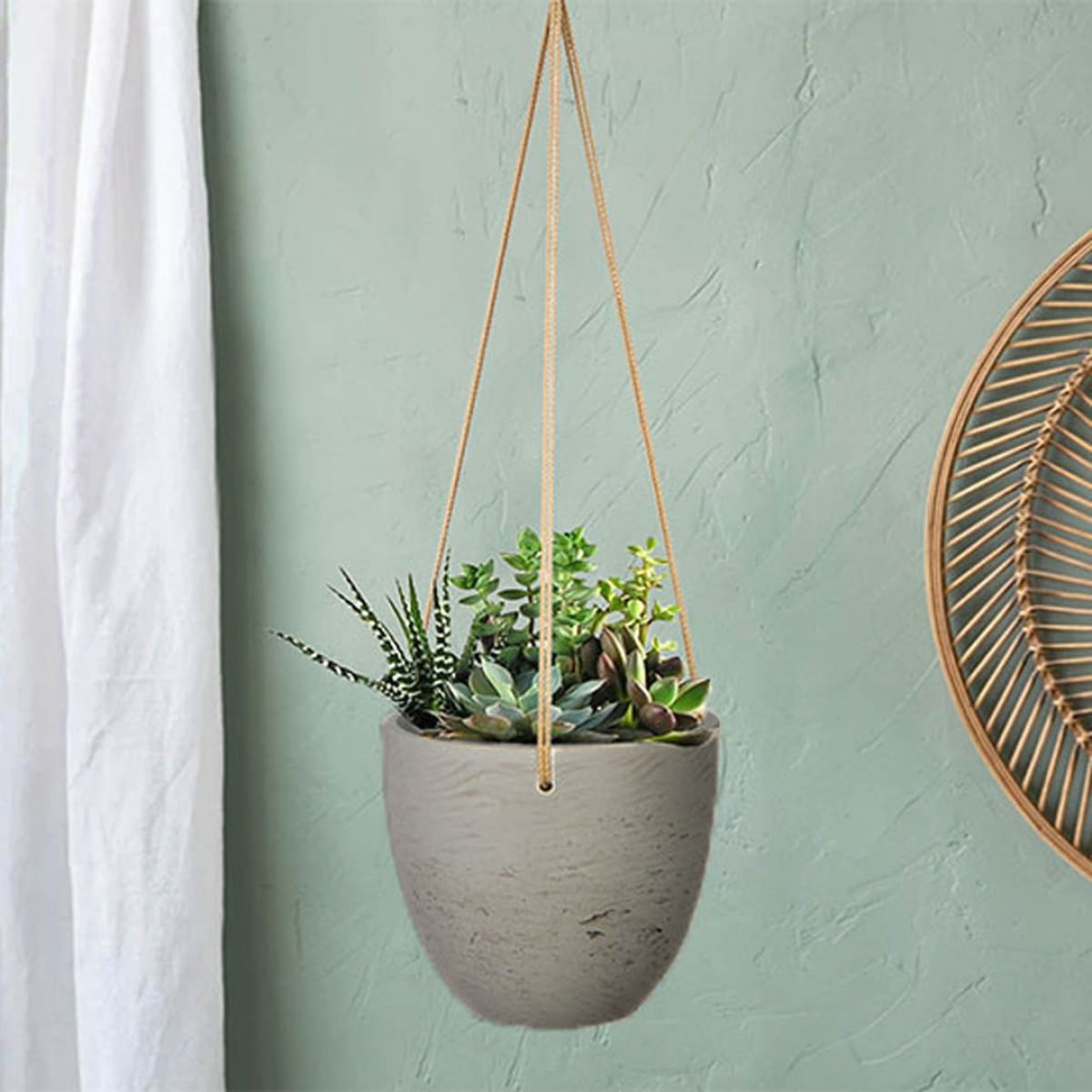 Classic Medium Hanging Pot - Cement Grey - lh-import-vases