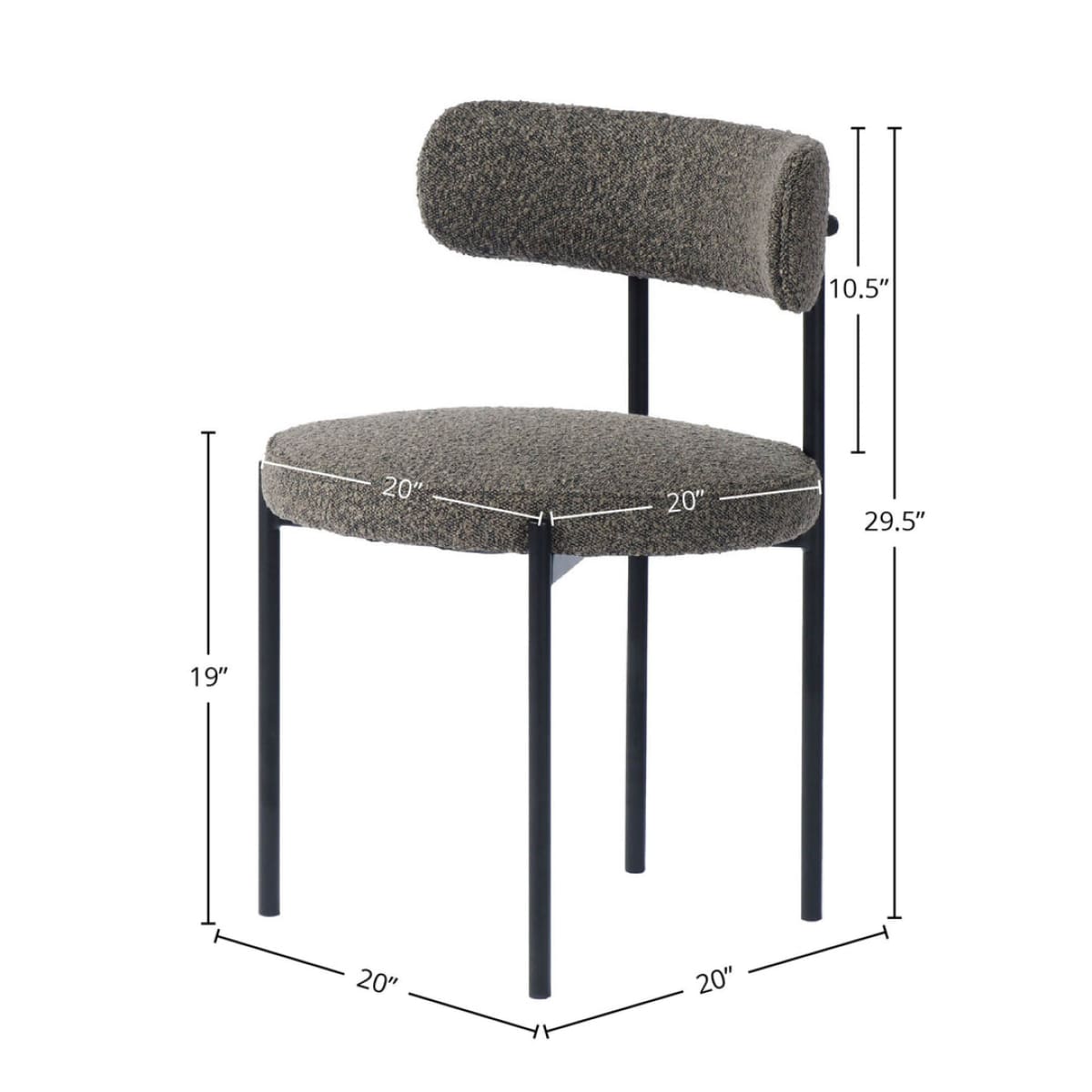 Cleo Dining Chair - Brown Boucle - lh-import-office-chairs