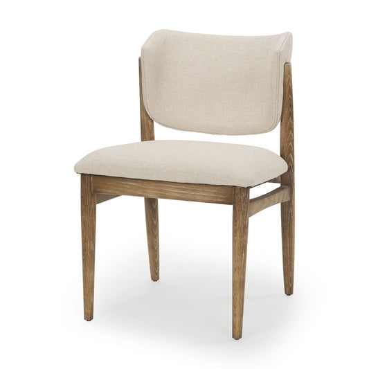 Cline Dining Chair Cream Fabric | Brown Wood - dining-chairs