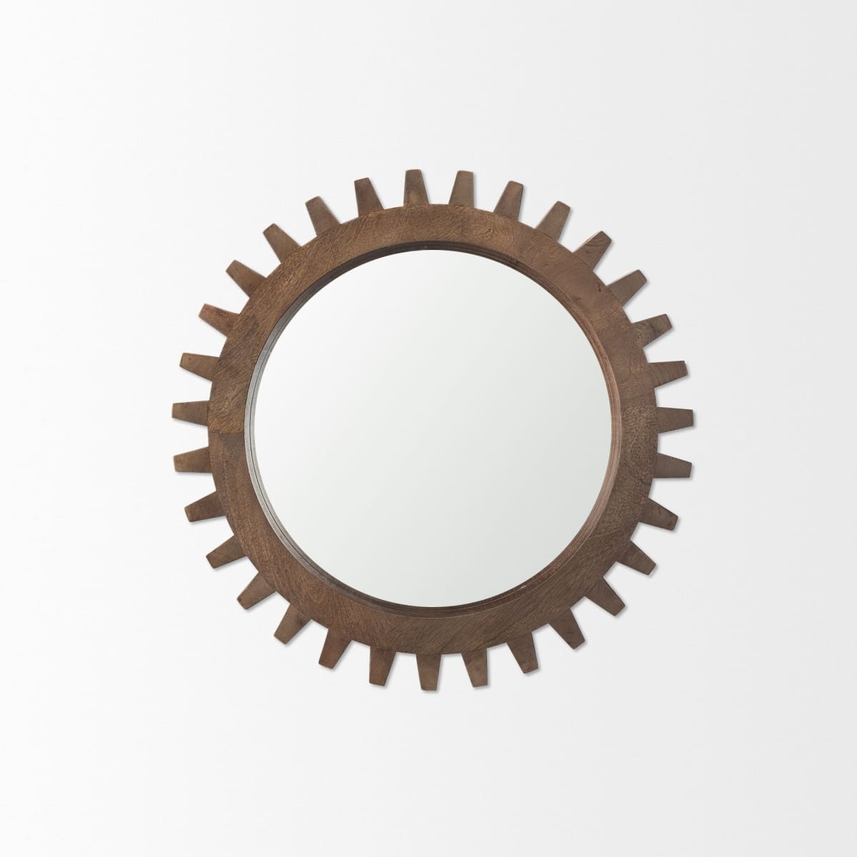 Cog Wall Mirror Brown Wood | 26’’ - wall-mirrors-grouped