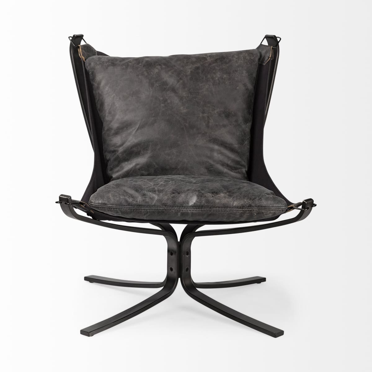 Colarado Accent Chair Black Leather | Black Iron - accent-chairs