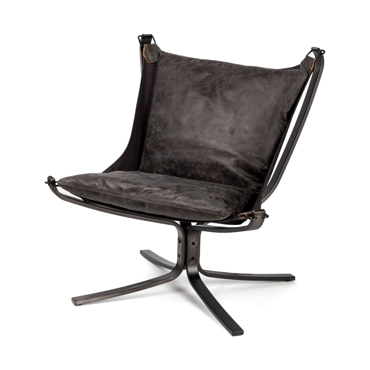 Colarado Accent Chair Black Leather | Black Iron - accent-chairs