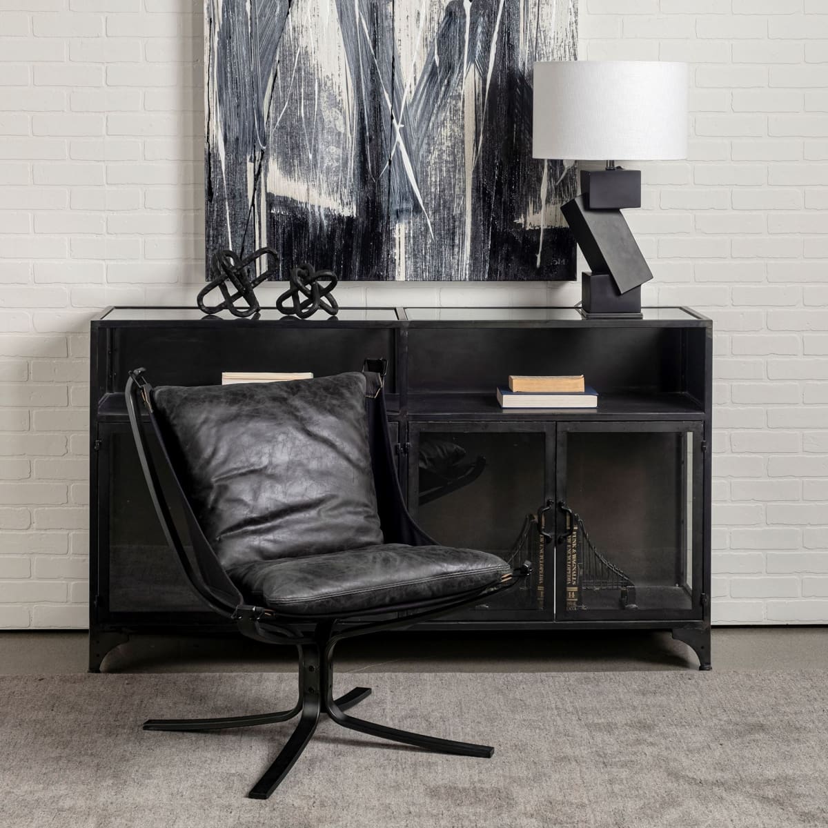 Colarado Accent Chair Black Leather | Black Iron - accent-chairs