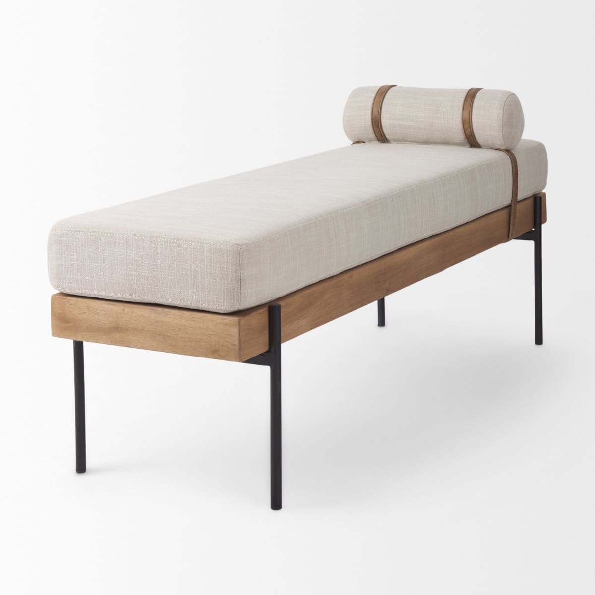 Colburne Bench Beige Fabric | Black Metal - benches