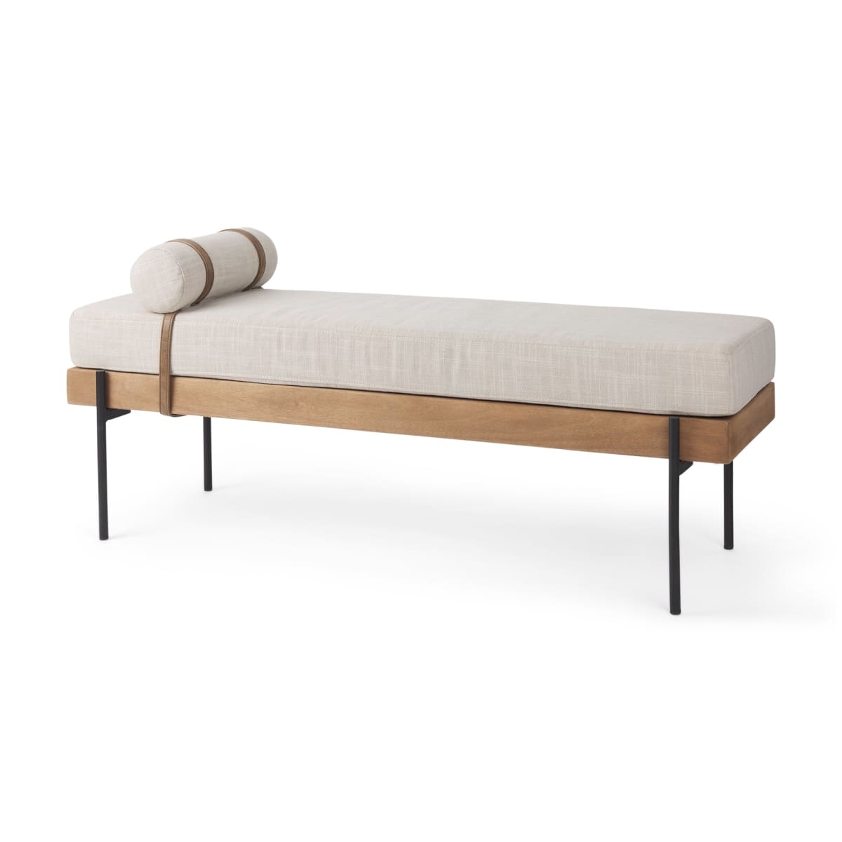 Colburne Bench Beige Fabric | Black Metal - benches