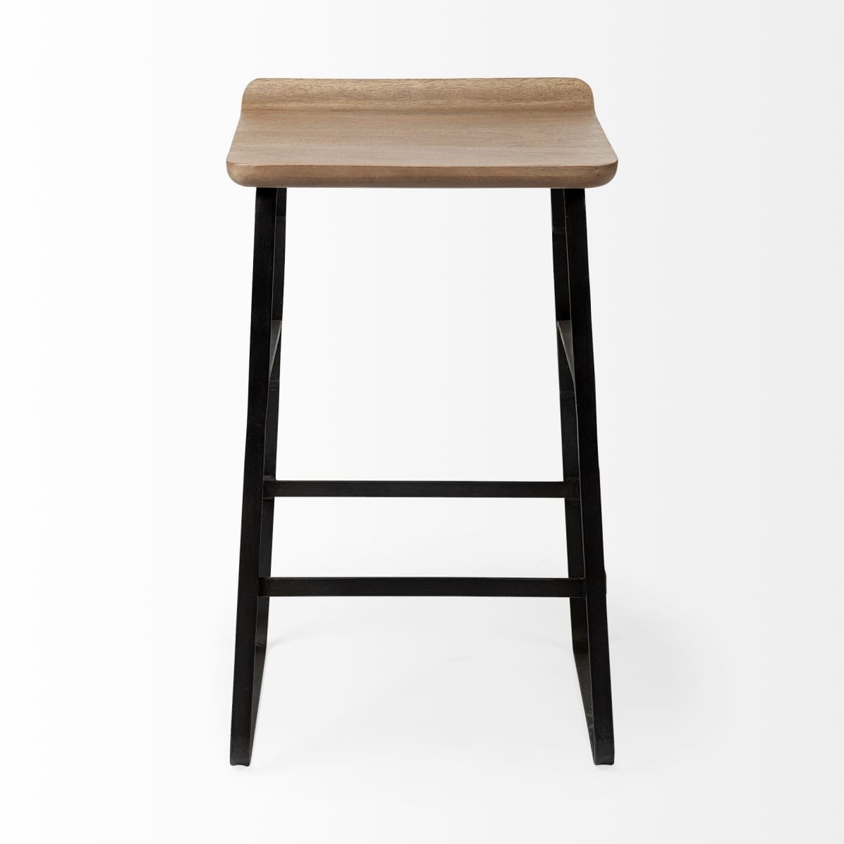Conan Metal Seat Bar Counter Stool Brown Wood | Black Metal | Counter - bar-stools