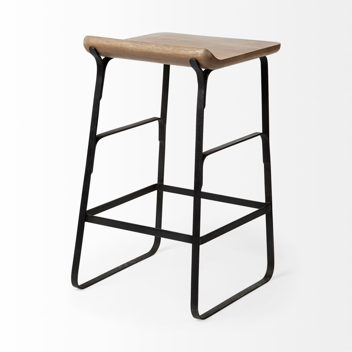 Conan Metal Seat Bar Counter Stool Brown Wood | Black Metal | Counter - bar-stools