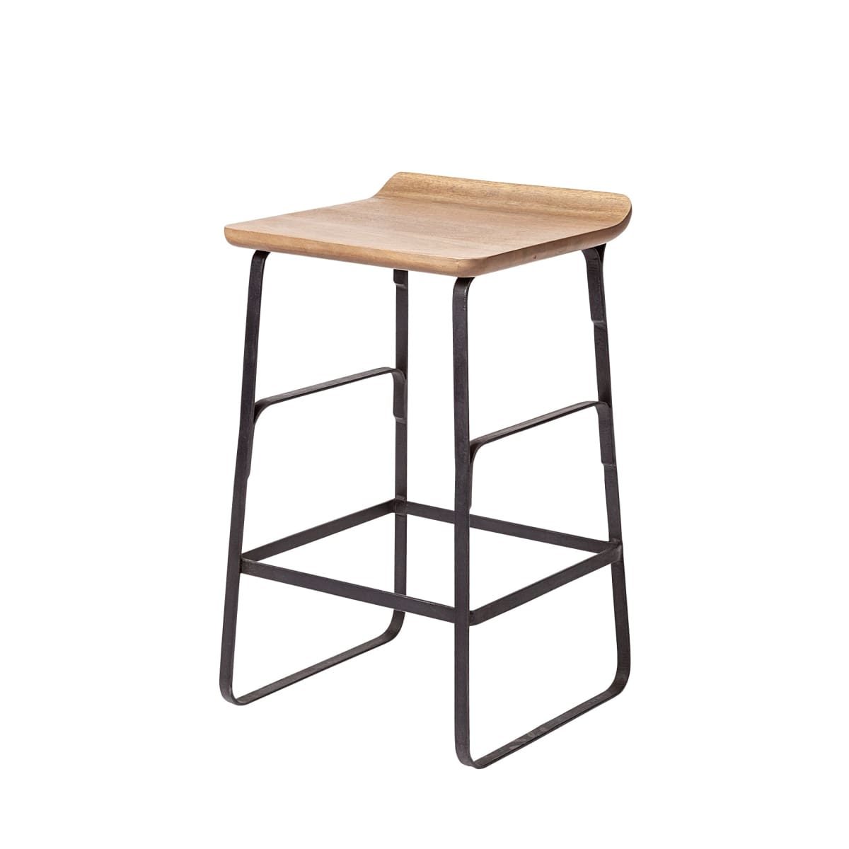 Conan Metal Seat Bar Counter Stool Brown Wood | Black Metal | Counter - bar-stools