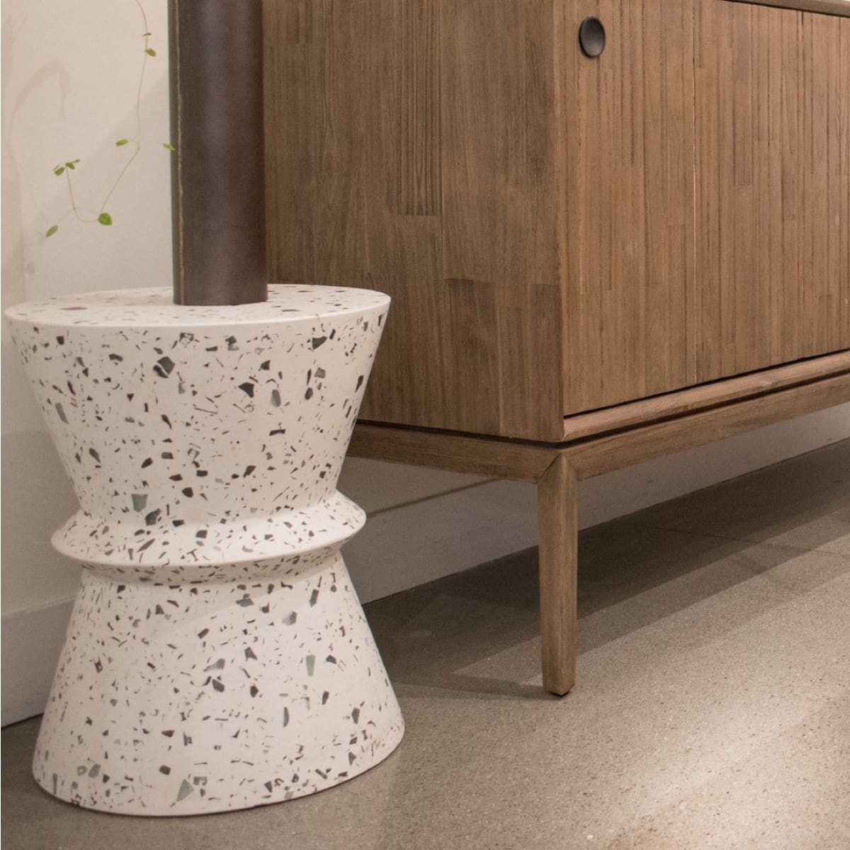 Concrete Hourglass Side Table - Terrazzo - lh-import-side-tables