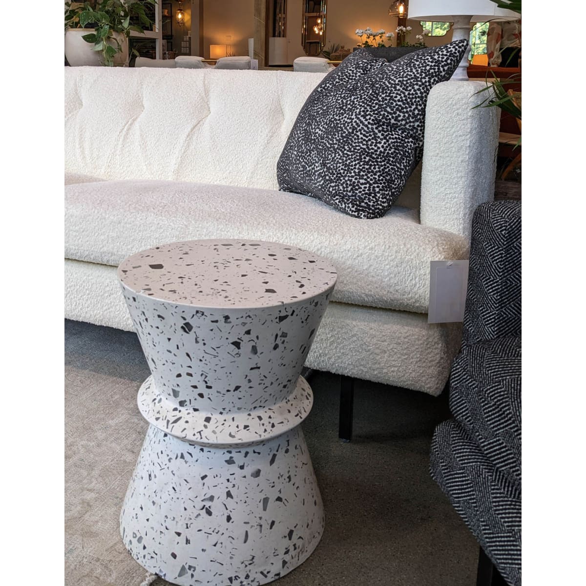 Concrete Hourglass Side Table - Terrazzo - lh-import-side-tables