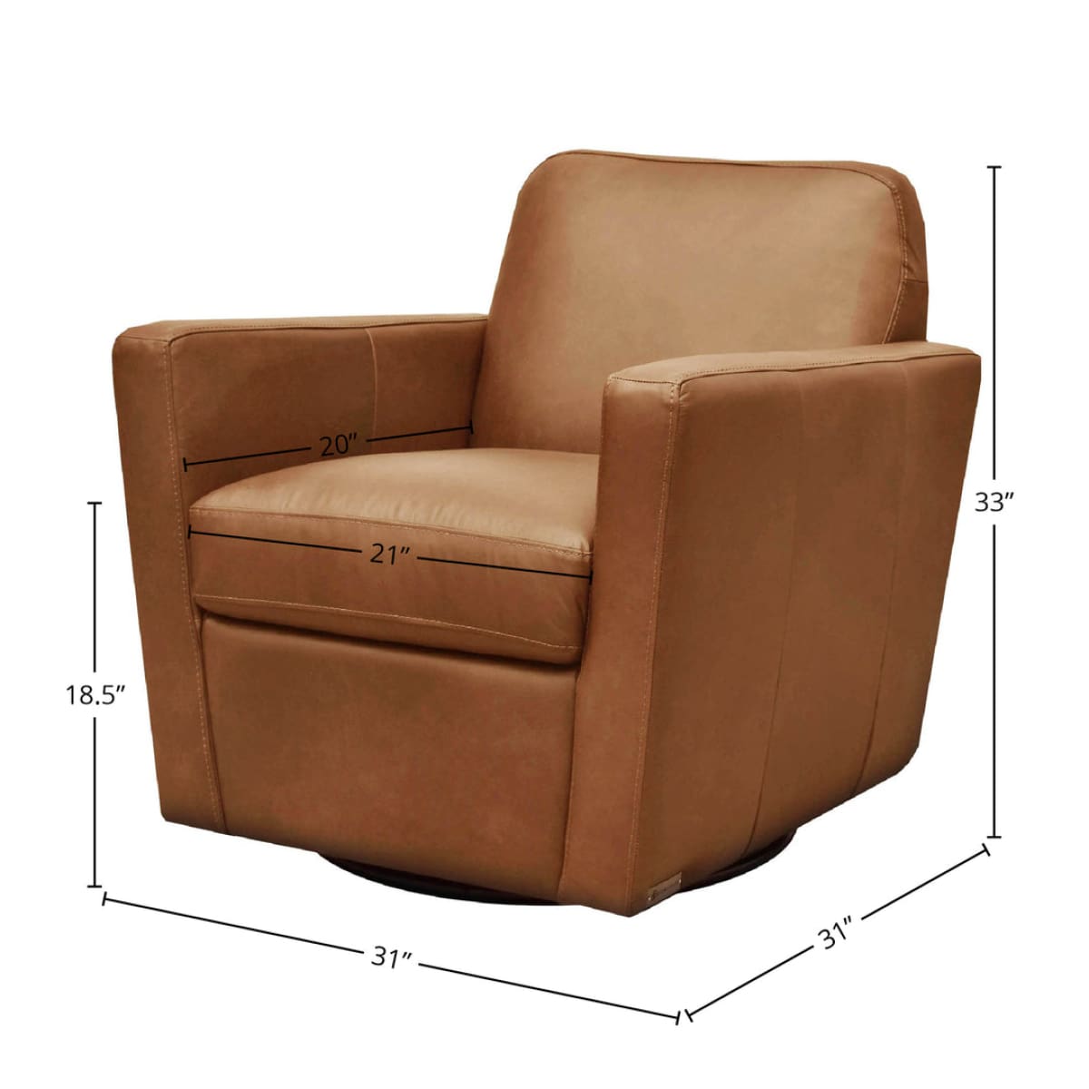 Cooper Swivel Club Chair - Cognac - lh-import-accent-club-chairs