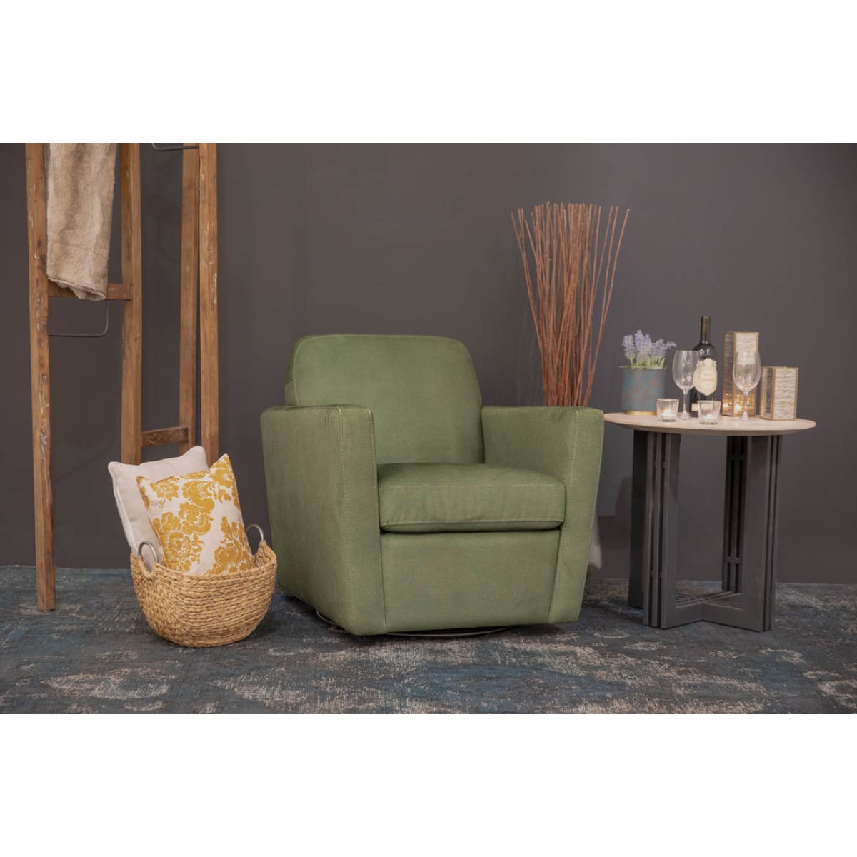 Cooper Swivel Club Chair - Forrest Green - lh-import-accent-club-chairs