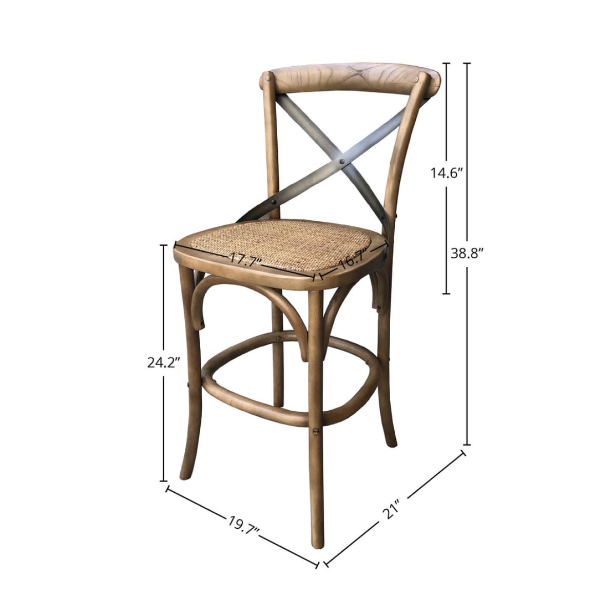 Cross Back Fixed Counter Stool - Sundried - lh-import-stools