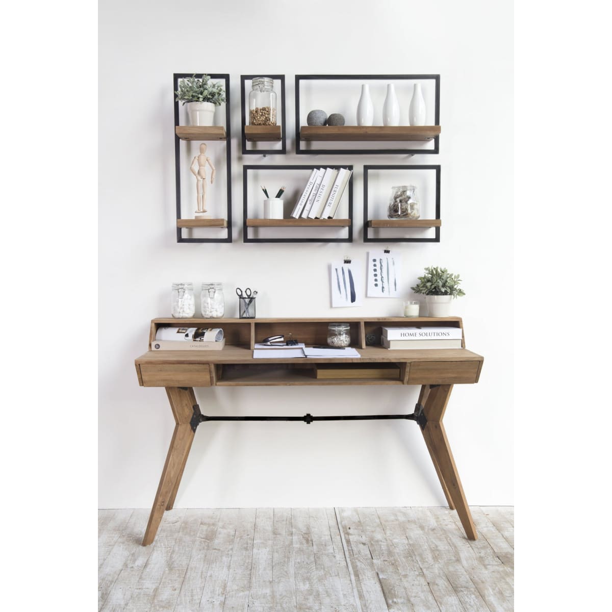 D-Bodhi Metal Frame Wall Box - Natural Type E (1/Box) - lh-import-shelving-storage