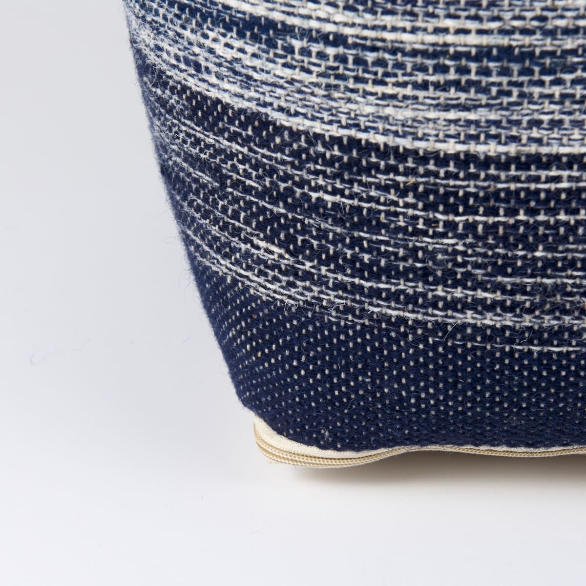 Damini Pouf Blue/Cream Wool & Cotton - poufs