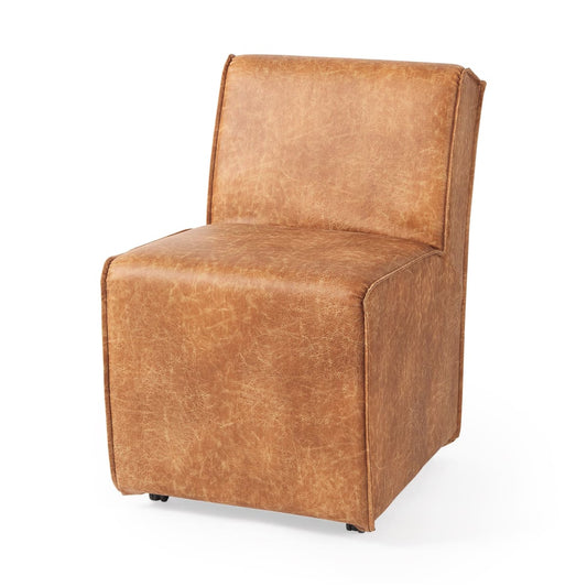 Damon Dining Chair Brown Faux Leather - dining-chairs