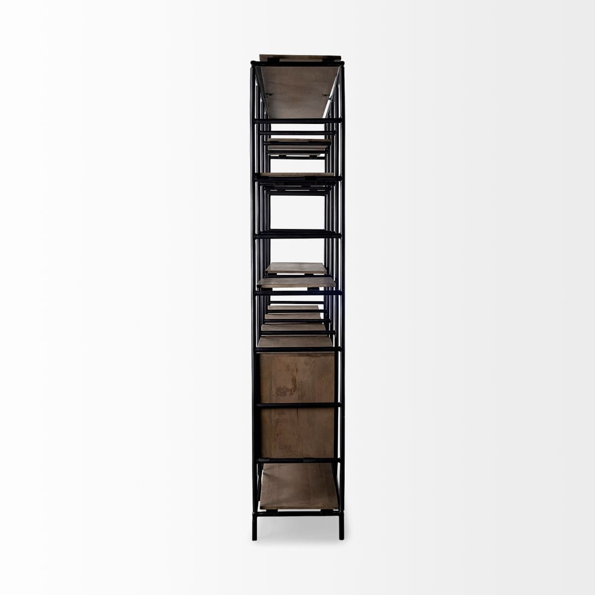 Darius Shelving Unit Brown Wood | Black Metal - shelving