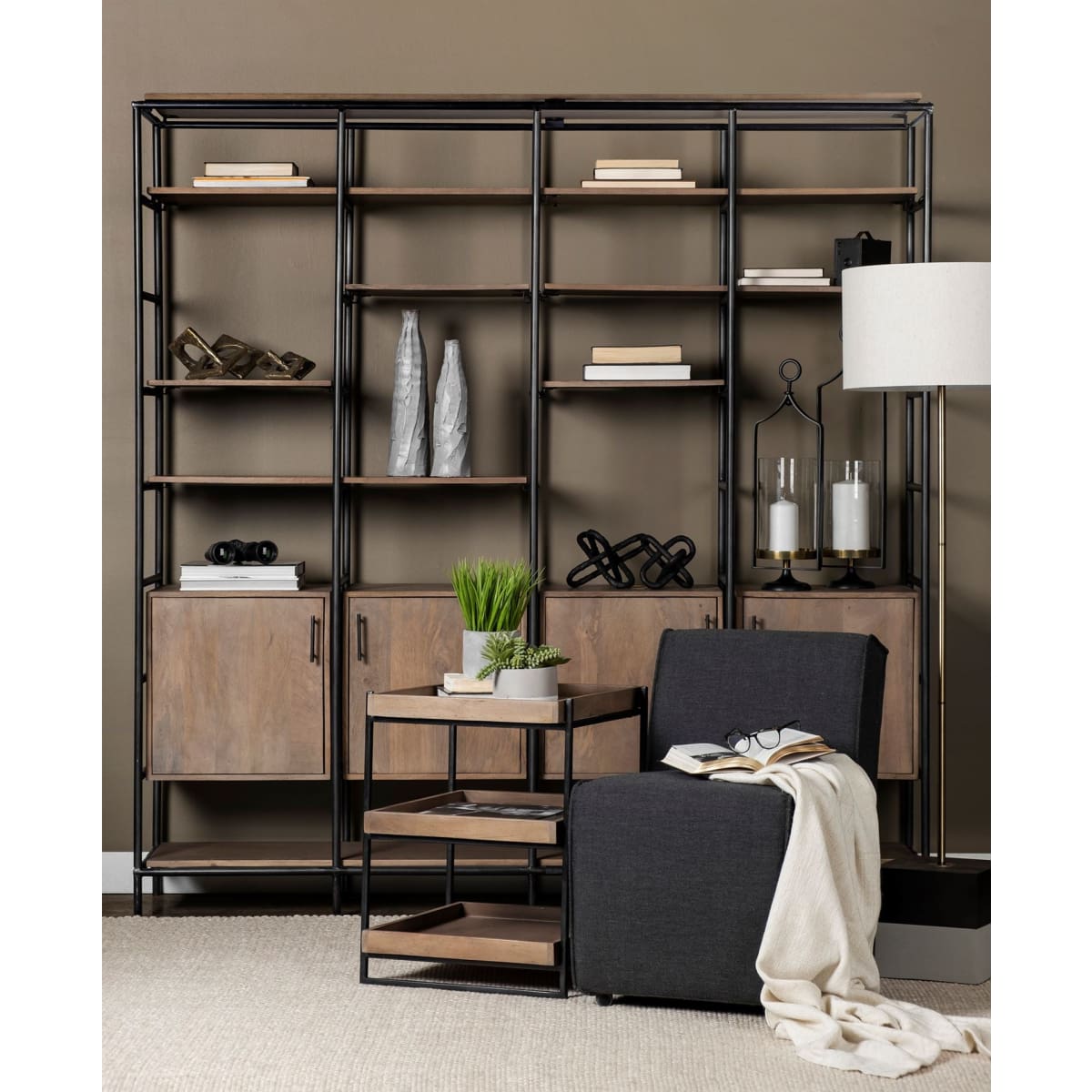 Darius Shelving Unit Brown Wood | Black Metal - shelving