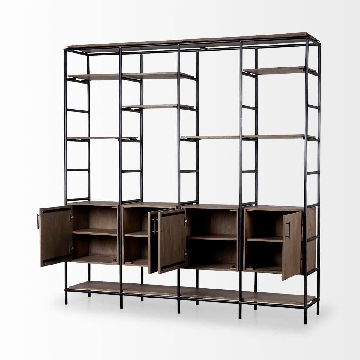 Darius Shelving Unit Brown Wood | Black Metal - shelving