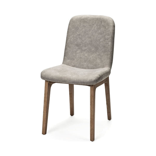 David Dining Chair Gray Fabric | Brown Wood - dining-chairs