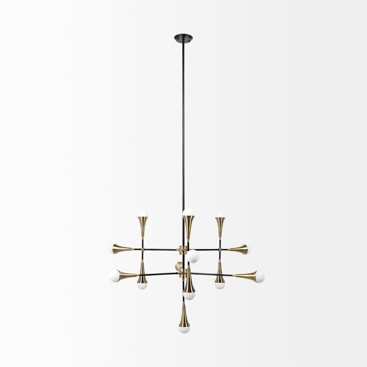 Decarlo Chandelier Black/Gold Metal - chandeliers