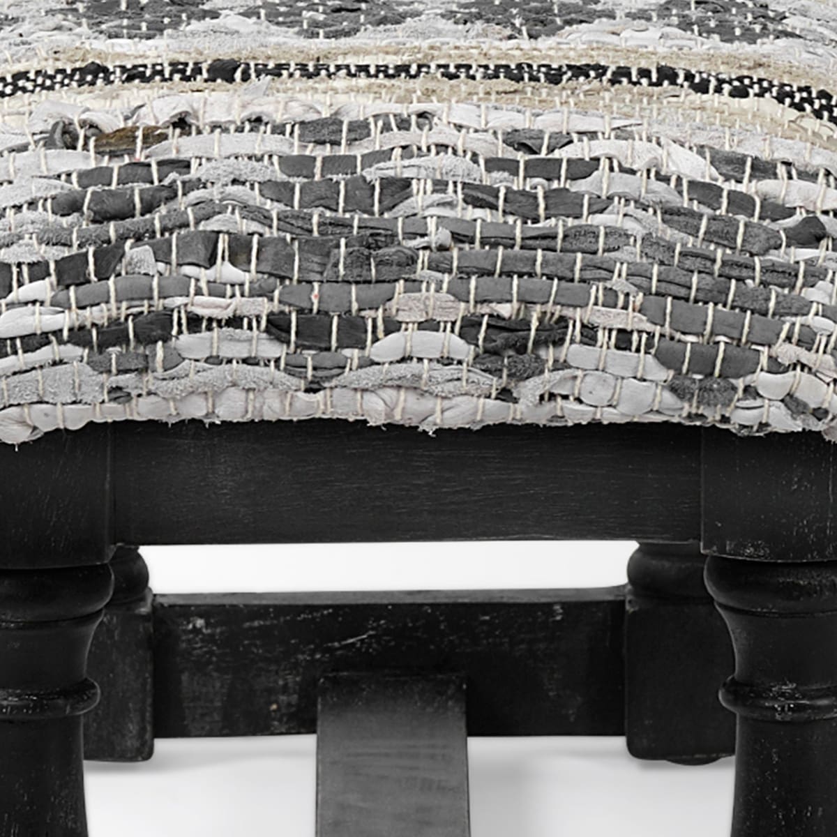 Denison Bench Woven Leather | Black Wood - benches