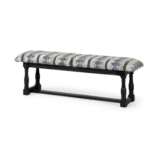 Denison Bench Woven Leather | Black Wood - benches