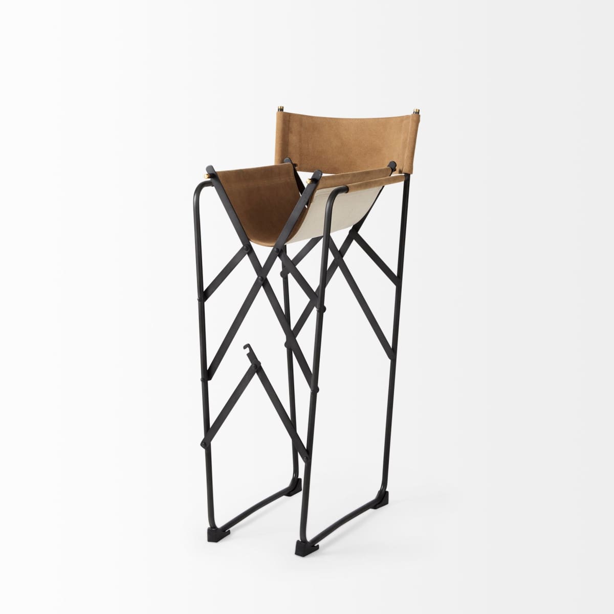 Direttore Bar Counter Stool Brown Leather | Black Iron | Counter - bar-stools