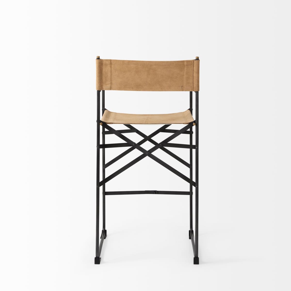 Direttore Bar Counter Stool Brown Leather | Black Iron | Counter - bar-stools