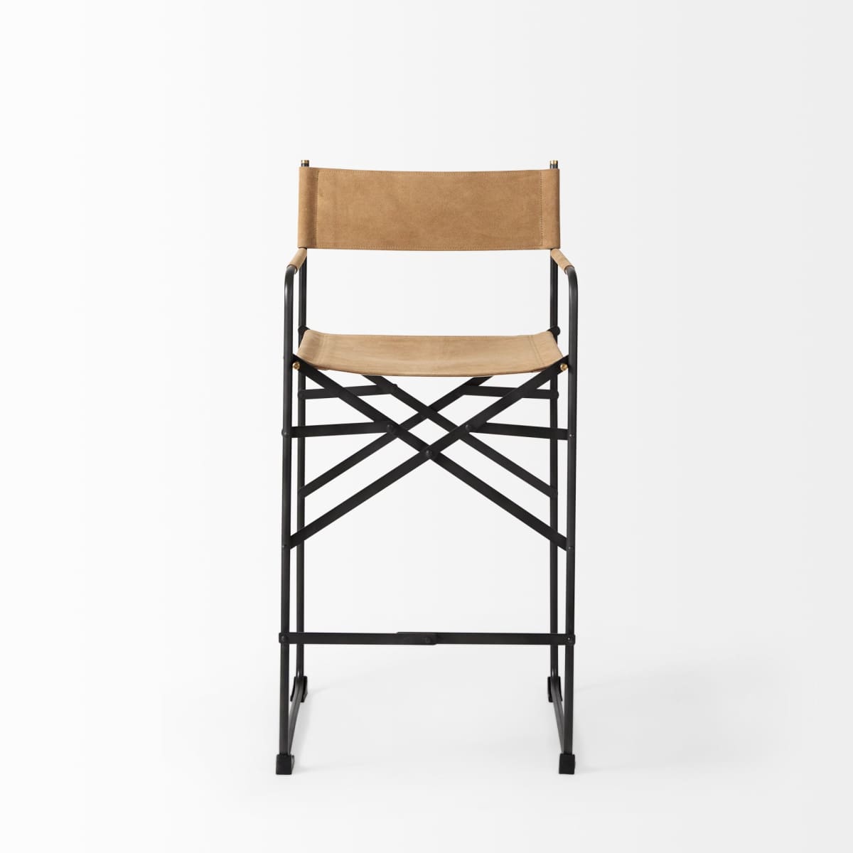 Direttore Bar Counter Stool Brown Leather | Black Iron | Counter - bar-stools