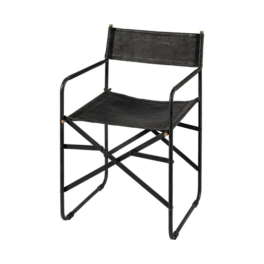 Direttore Dining Chair Black Leather | Black Metal - dining-chairs
