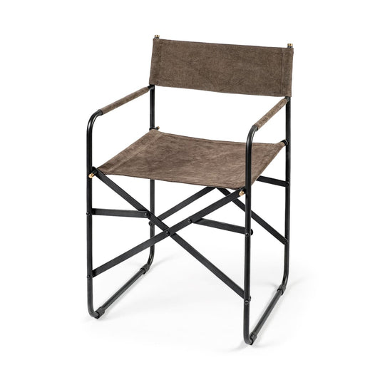 Direttore Dining Chair Brown Seude (Gray Tones) | Black Metal - dining-chairs