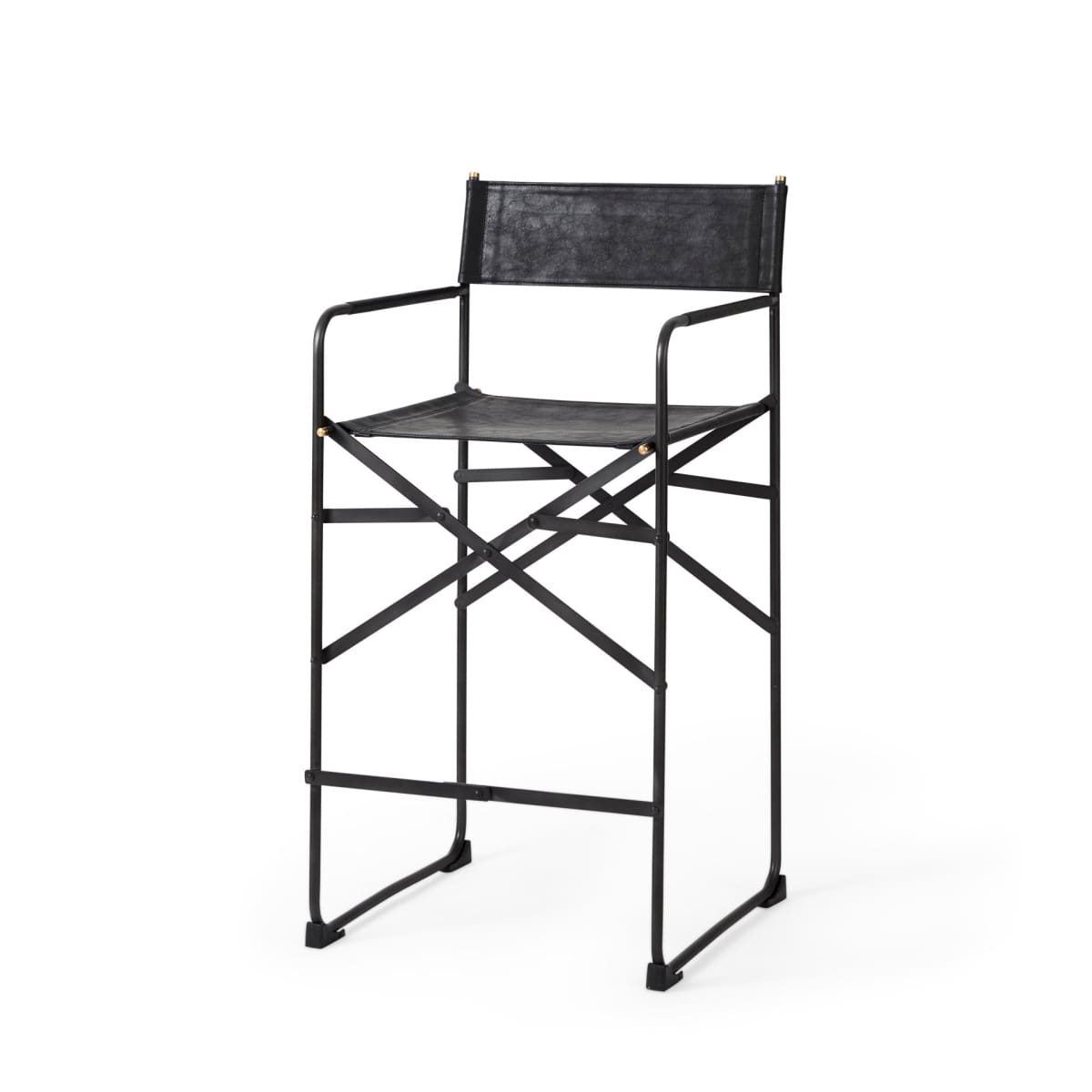 Direttore Leather Seat Bar Counter Stool Black Leather | Black Iron | Counter - bar-stools