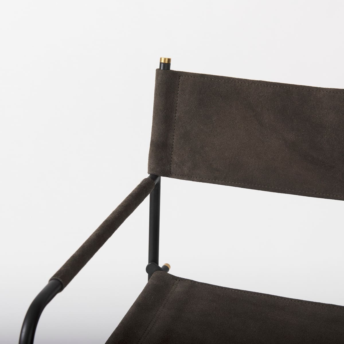 Direttore Upholstered Seat Bar Counter Stool Brown/Gray Suede | Black Metal | Counter - bar-stools